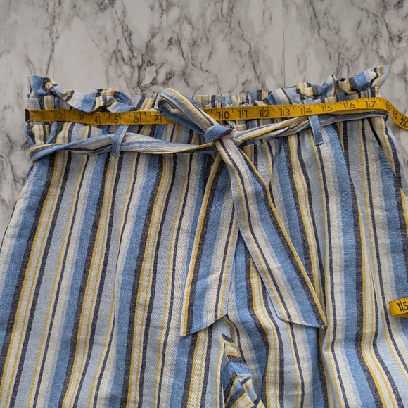 Women's Cropped Linen Blend Striped Pants Size XL - Picture 4 of 8